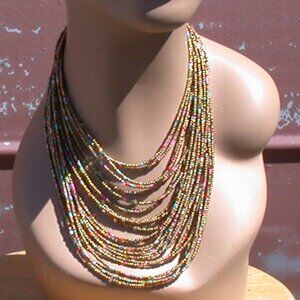 GOLD Seed Bead Necklace  Fashion Jewelry
